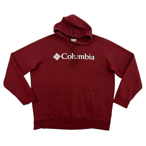 Columbia Fleece Trek Hoodie Mens Large Burgundy Pullover Sweatshirt Logo Outdoor - Picture 1 of 9